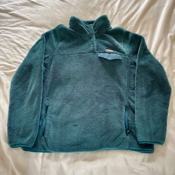 L.L. Bean Hi-Pile Fleece Pullover | large | mossy pine green - Picture 1 of 8